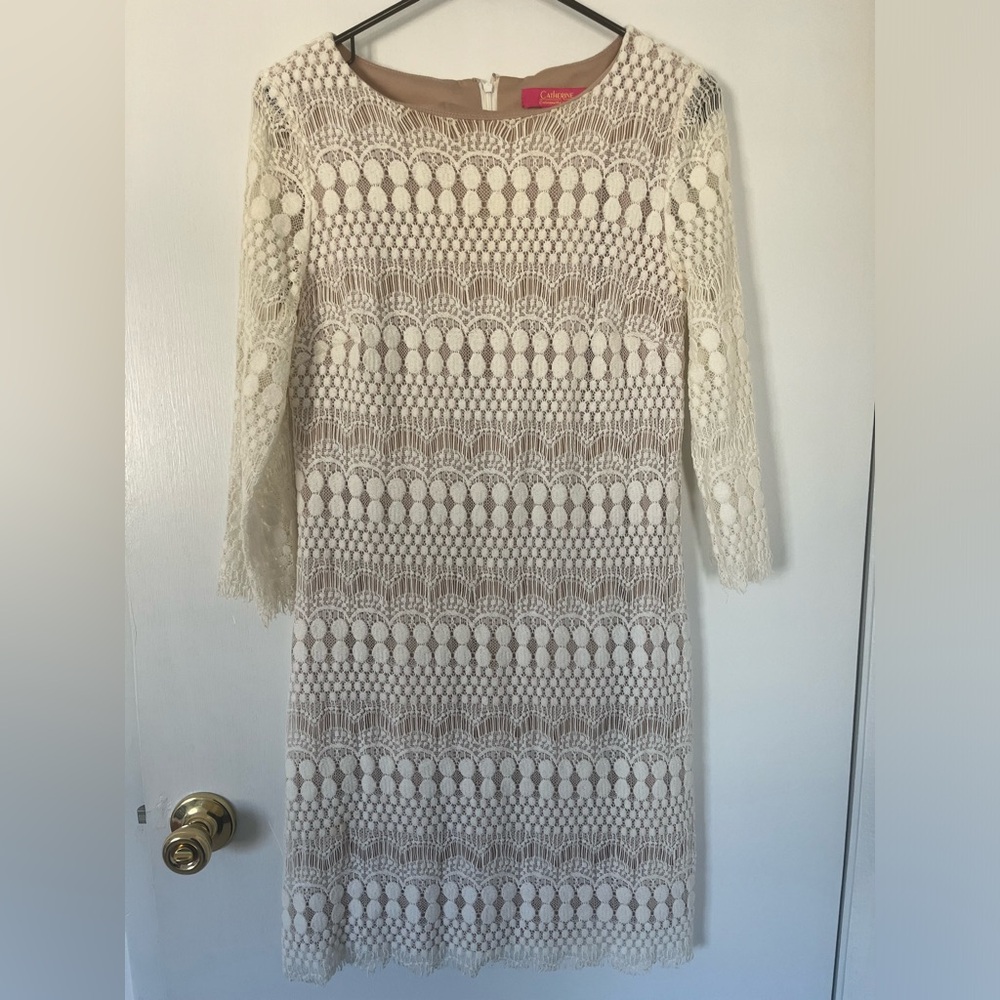 Catherine Malandrino Cream/White Lace Dress Sz 10